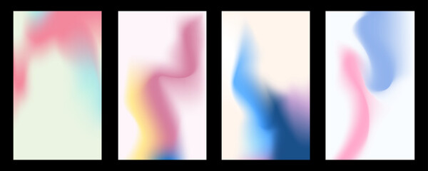 Fototapete - Set of abstract trendy in blending gradient color for background. Smooth minimalist color texture for poster template, cover, presentation, web and creative print.
