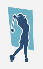 Female golf player silhouette icon, symbol sign vector illustration logo template Isolated for any purpose