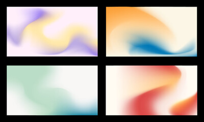 Poster - Set of abstract trendy in blending gradient color for background. Smooth minimalist color texture for poster template, cover, presentation, web and creative print.