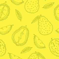 Wall Mural - durian fruit seamless pattern hand drawn in doodle style. wrapping paper, background, wallpaper, textile.