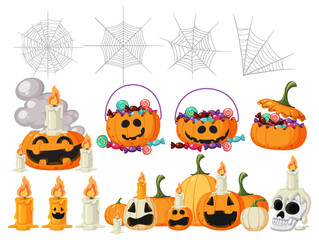 Wall Mural - halloween cartoon character and elements set