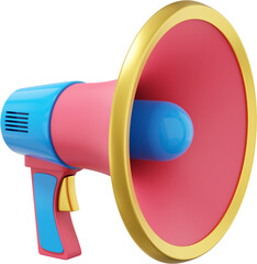 Poster - Megaphone realistic red. PNG icon on a transparent background. 3D rendering.