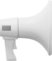 Poster - Megaphone realistic white side view. PNG icon on a transparent background. 3D rendering.
