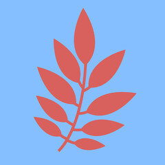 Sticker - twig with red leaves on a blue background