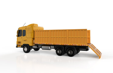 Wall Mural - Yellow logistic tipping trailer truck