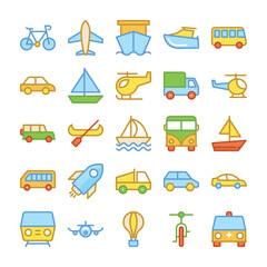 Sticker - Transport Colored Vector Icons