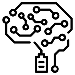 Sticker - A linear icon design of ai mind 