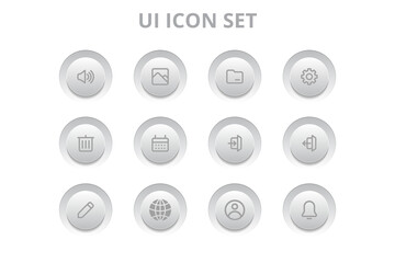 Set of UI minimal icon button vector 