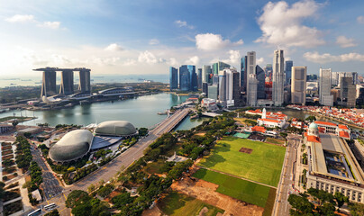 Wall Mural - Aerial view of Singapore city at day