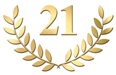 Wall Mural - Gold laurel wreath 21 PNG isolated on a white background	