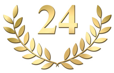 Wall Mural - Gold laurel wreath 24 PNG isolated on a white background	