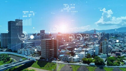 Leinwandbilder - Modern residential areas and statistical graphs. data analysis. transaction price. economy and technology.