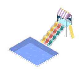 Sticker - Isometric Aquapark Illustration