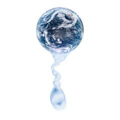 Wall Mural - Water dripping from world. Lack of water concept on earth. Elements of this image furnished by NASA.