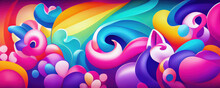 Colorful Abstract Rainbow Birthday Party Wallpaper Background