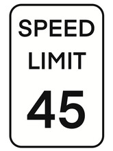Transparent Road Sign Speed Limit 45