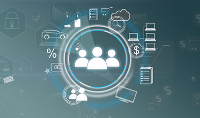 Poster - channel technology of online retail business. Multichannel marketing on social media network platform offer service of internet payment channel, online retail shopping and digital app.