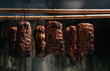 © Надія Коваль - Ham smoked with smoke cold on dark background. banner, menu, recipe place for text