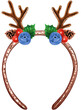 Cute watercolor headband with deer antlers. Christmas and New year attribute of costume. Isolated hand-drawn illustration.
