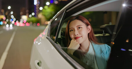 Canvas Print - businesswoman commute in cab