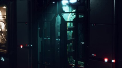 realistic futuristic sci-fi spaceship corridor