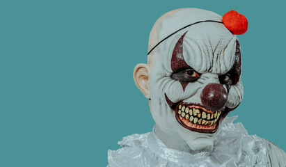 Sticker - creepy evil clown smiles menacingly