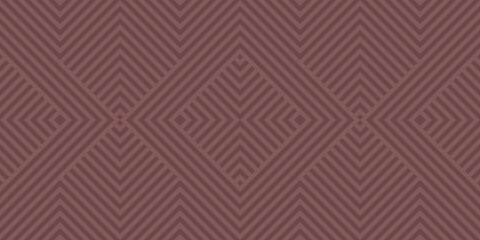 Geometric lines seamless pattern. Simple vector texture with diagonal stripes, lines, squares, chevron, zigzag. Abstract brown color linear graphic background. Retro vintage minimal repeat geo design