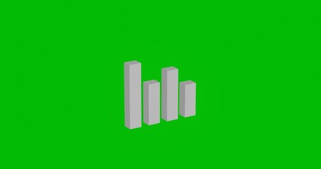 Poster - Animation of rotation of a white chart line symbol with shadow. Simple and complex rotation. Seamless looped 4k animation on green chroma key background