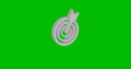 Poster - Animation of rotation of a white goal symbol with shadow. Simple and complex rotation. Seamless looped 4k animation on green chroma key background