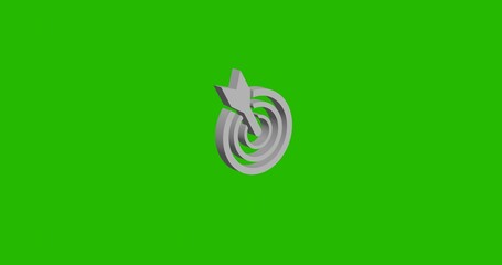 Poster - Isolated realistic white goal symbol front view with shadow. 3d illustration on green chroma key background