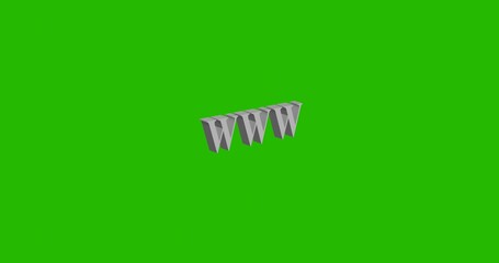 Poster - Isolated realistic white www symbol front view with shadow. 3d illustration on green chroma key background