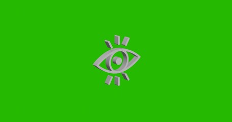 Poster - Isolated realistic white vision symbol front view with shadow. 3d illustration on green chroma key background