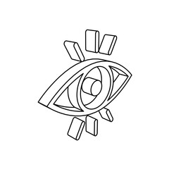 Poster - The outline of a large vision symbol is made with black lines. 3D view of the object in perspective. Vector illustration on white background