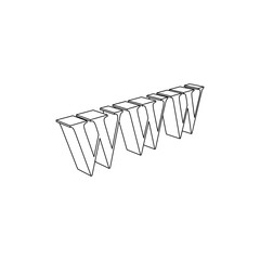 Poster - The outline of a large www symbol is made with black lines. 3D view of the object in perspective. Vector illustration on white background