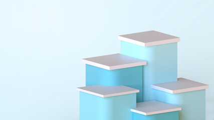 Aufkleber - Creative idea. Podium showcase and cosmetic product. Rectangular Geometric shapes on Blue for Minimal wall scene. copy space, digital, banner, website -3d Rendering