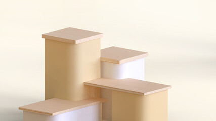 Poster - Creative idea. Podium showcase and Product presentation. Rectangular Geometric shapes on yellow for Minimal wall scene. Products showcase, Promotion, products display, banner, website -3d Rendering