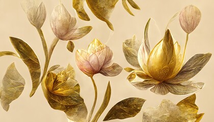 Poster - Dried flowers glued to a white sheet of paper. 3d illustration