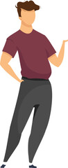 Poster - Casual man semi flat color raster character. Standing figure. Full body person on white. Happy guy gesturing with hand isolated modern cartoon style illustration for graphic design and animation