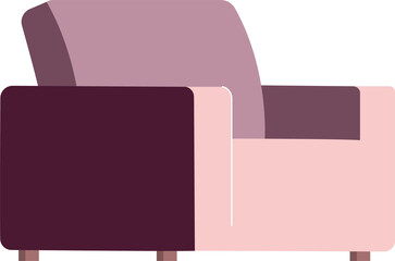 Poster - Soft purple armchair semi flat color raster object. Realistic item on white. Sofa for home rest and relaxation isolated modern cartoon style illustration for graphic design and animation