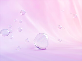 Poster - Natural beauty podium backdrop for product display with water drops on pastel color background. 3d rendering.
