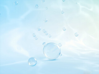 Poster - Natural beauty podium backdrop for product display with water drops on pastel color background. 3d rendering.