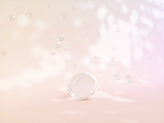 Poster - Natural beauty podium backdrop for product display with water drops on pastel color background. 3d rendering.