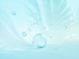 Wall Mural - Natural beauty podium backdrop for product display with water drops on pastel color background. 3d rendering.