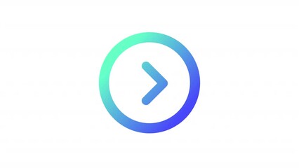 Poster - Animated forward gradient ui icon. Next web page. Right arrow. Seamless loop 4k video with alpha channel on transparent background. Line color user interface symbol motion graphic animation