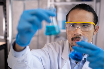 Wall Mural - health care researchers working in life science laboratory, medical science technology research work
