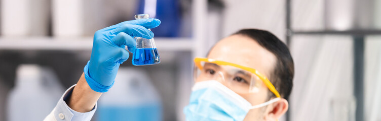 Wall Mural - health care researchers working in life science laboratory, medical science technology research work