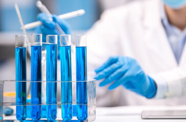 Wall Mural - health care researchers working in life science laboratory, medical science technology research work