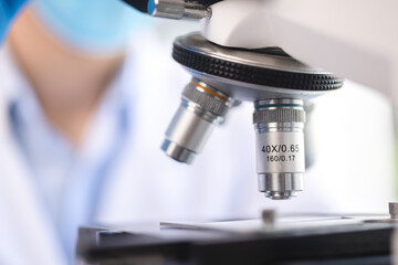 Wall Mural - health care researchers working in life science laboratory, medical science technology research work