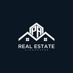 Wall Mural - PA initial monogram logo for real estate with creative roof and home image design