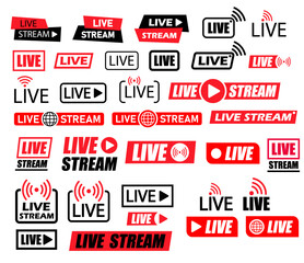 Fototapete - Set of live streaming frame vector icon